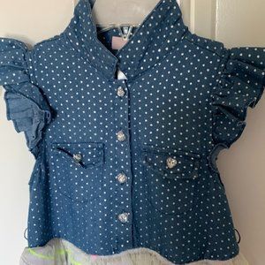 Little Lass Foil Chambray and Tulle Dress Little Girls
